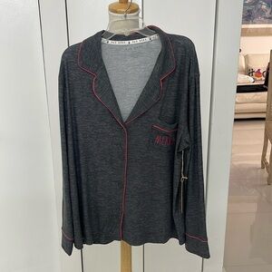 Rae Dunn Christmas Gray/Red "Merry" Loungewear/Sleepwear/PJ TOP